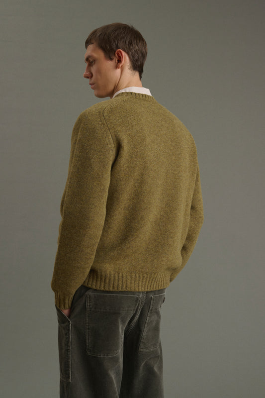 Pullover Isamu - Meliertes Khaki - Wolle - Herren