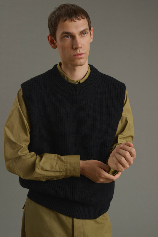 Pullover Josh - Marineblau/Schwarz - Wolle - Herren
