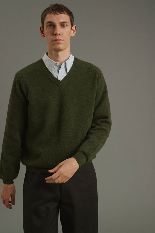 Pullover Themo - Dunkelgrün - Wolle - Herren