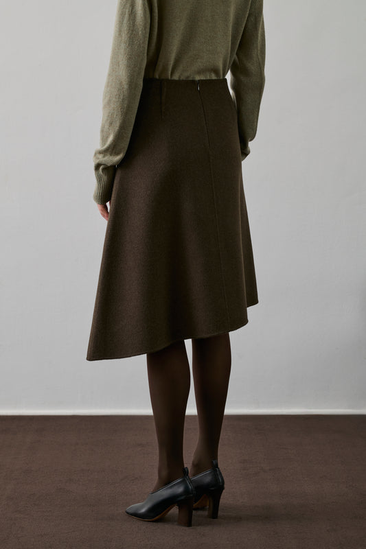 Jupe Geneve - Kaki Brun - Laine - Femme