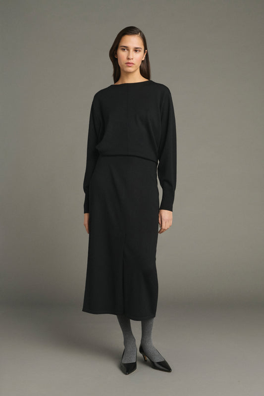 Kleid Kathleen - Schwarz - Merinowolle - Damen