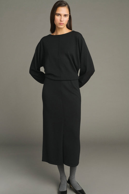 Kleid Kathleen - Schwarz - Merinowolle - Damen
