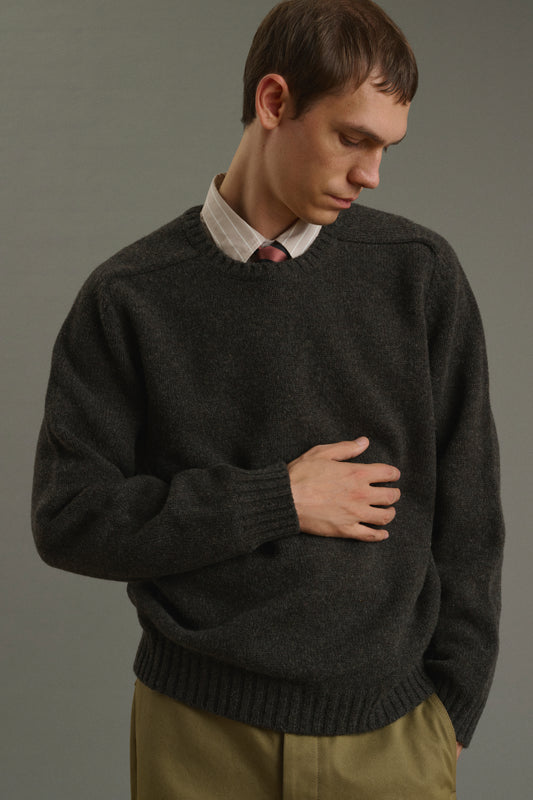 Pullover Isamu – Dunkelbraun – Wolle – Herren