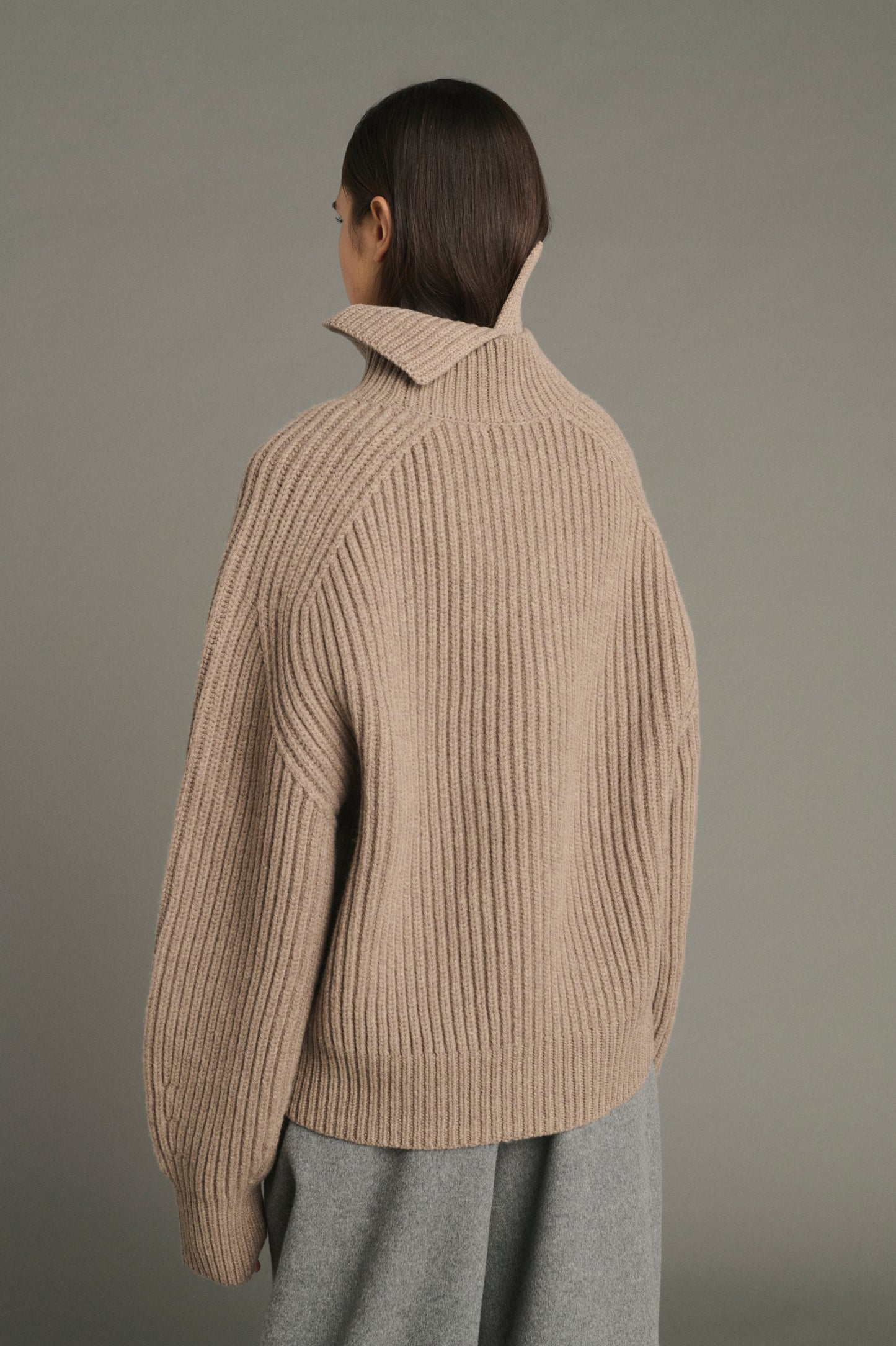 Kragen Gad – Beige Chiné – Merinowolle – Damen