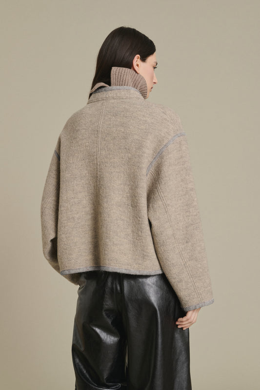 Veste Olympe - Beige/Gris - Laine - Femme