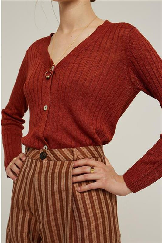 CARDIGAN FIBRE BEIGE MELIERT