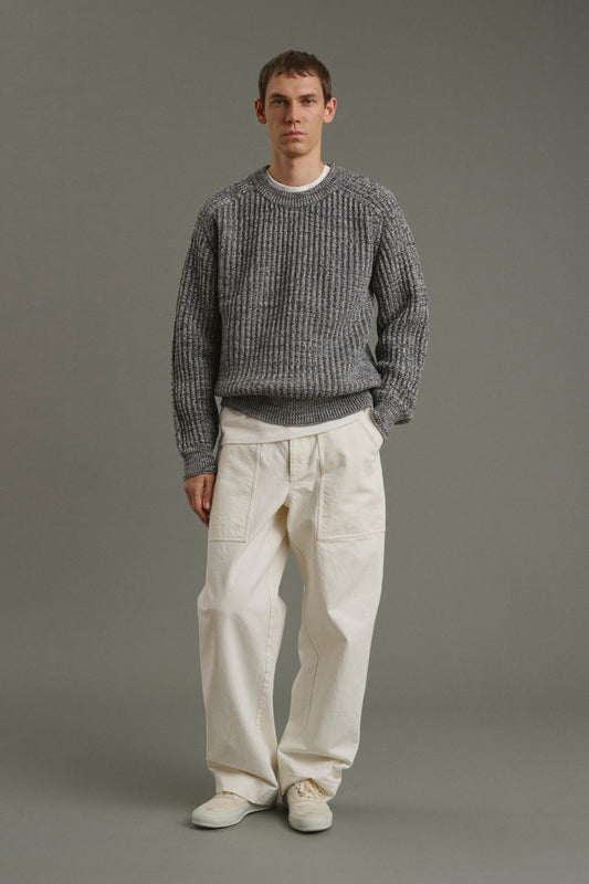 Pullover Osma - Ecru/Anthrazit - Wolle - Herren