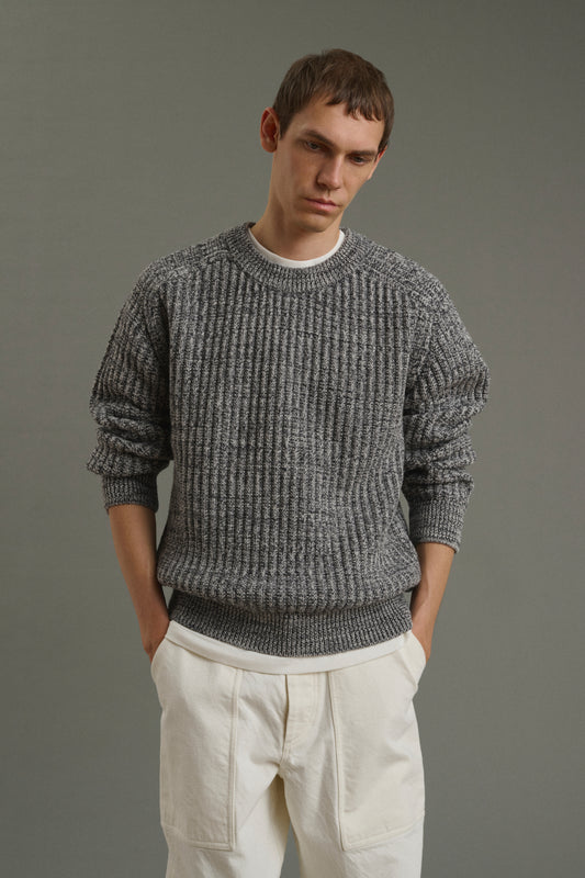 Pullover Osma - Ecru/Anthrazit - Wolle - Herren