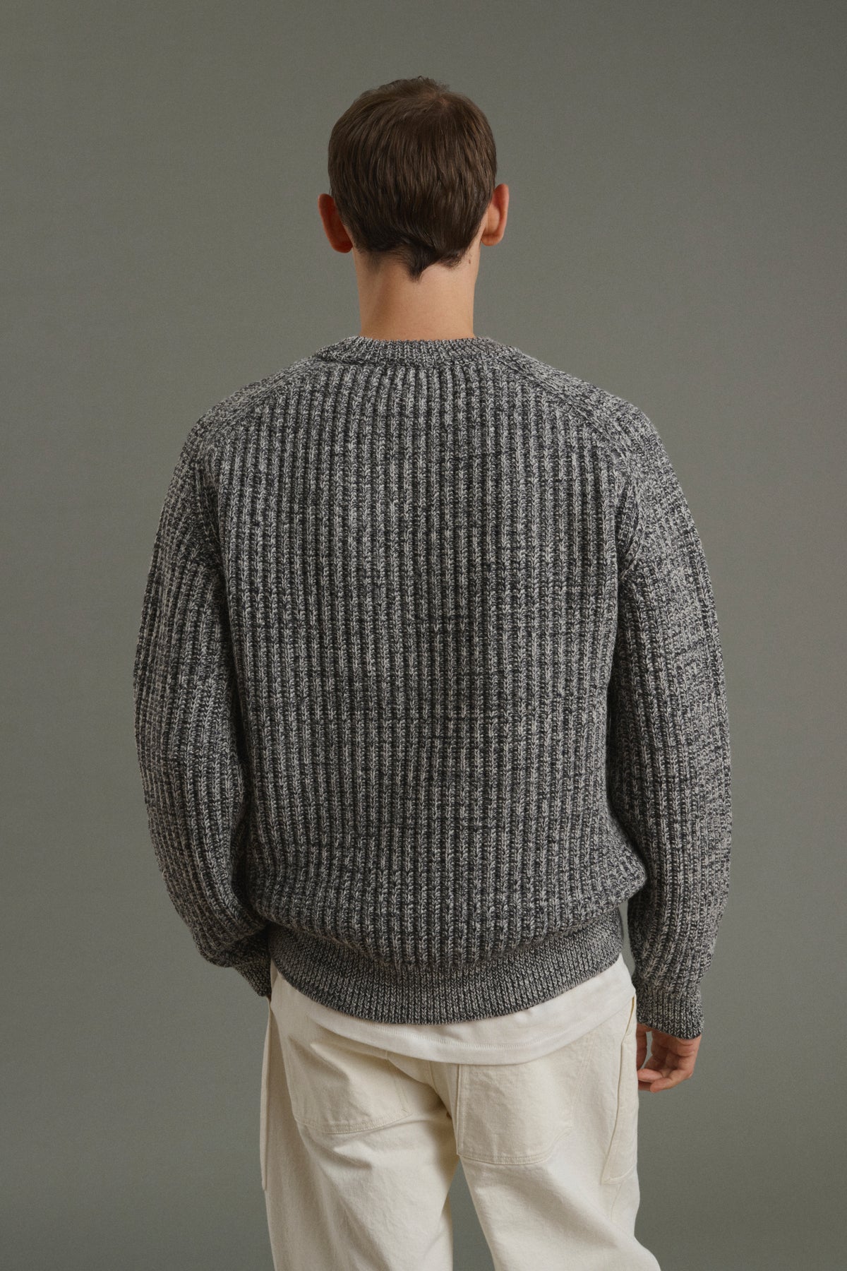 Pullover Osma - Ecru/Anthrazit - Wolle - Herren vue 2