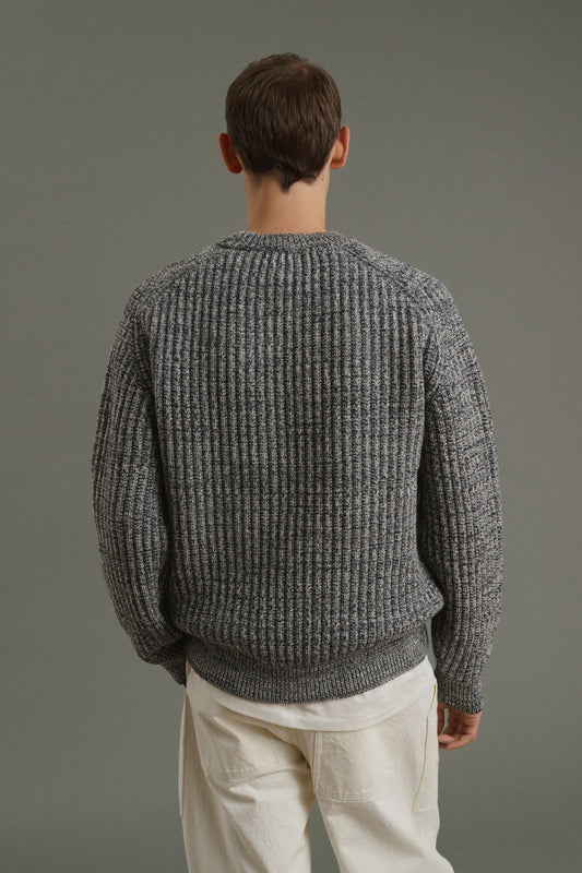 Pullover Osma - Ecru/Anthrazit - Wolle - Herren