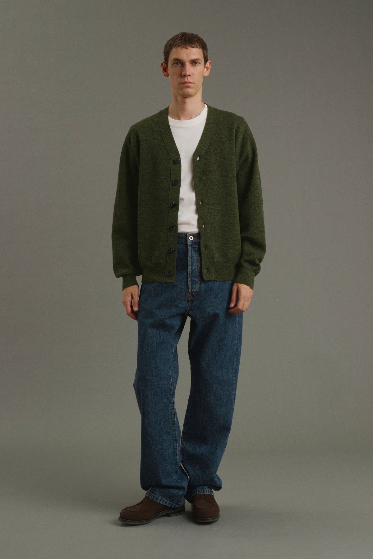 Cardigan Romeo - Kaki Foncé - Laine - Homme