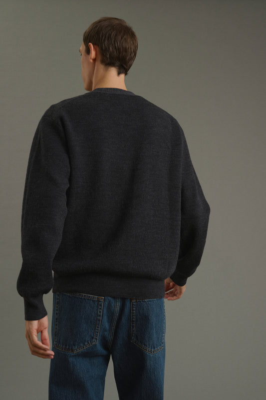 Cardigan Romeo - Anthrazitgrau - Wolle - Herren