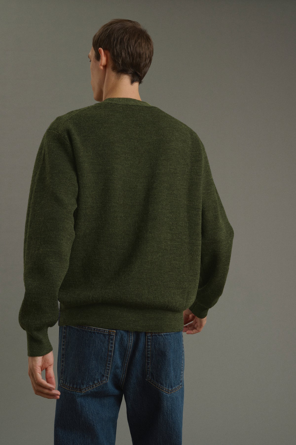 Cardigan Romeo - Kaki Foncé - Laine - Homme vue 3