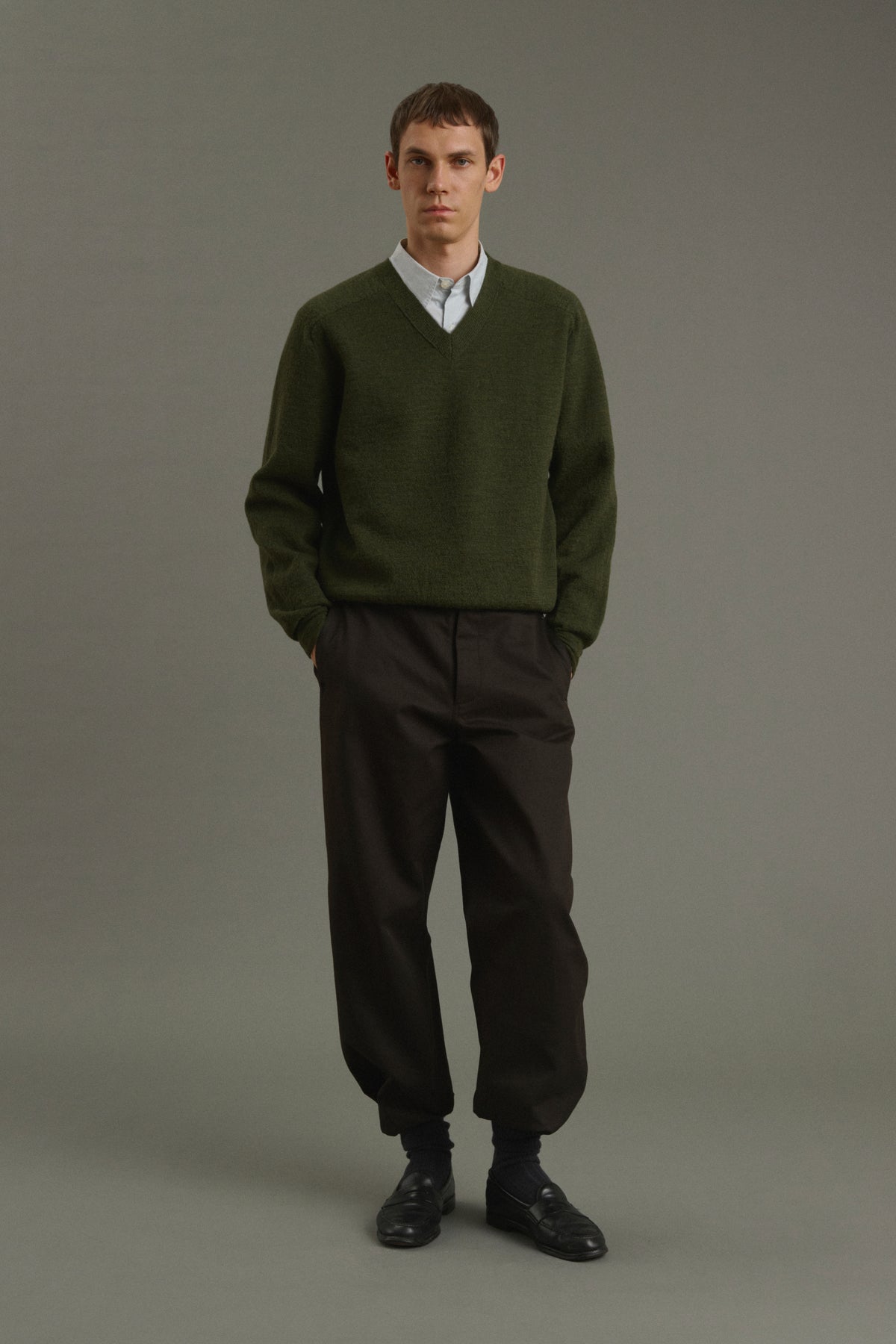 Pullover Themo - Dark Green - Wool - Men vue 1