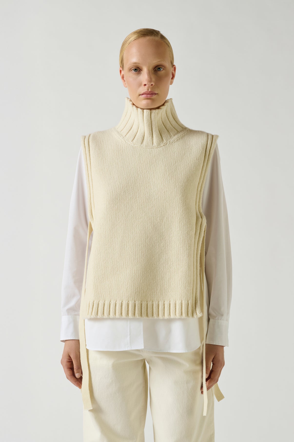 Pull Or - Ecru - Laine - Femme vue 1