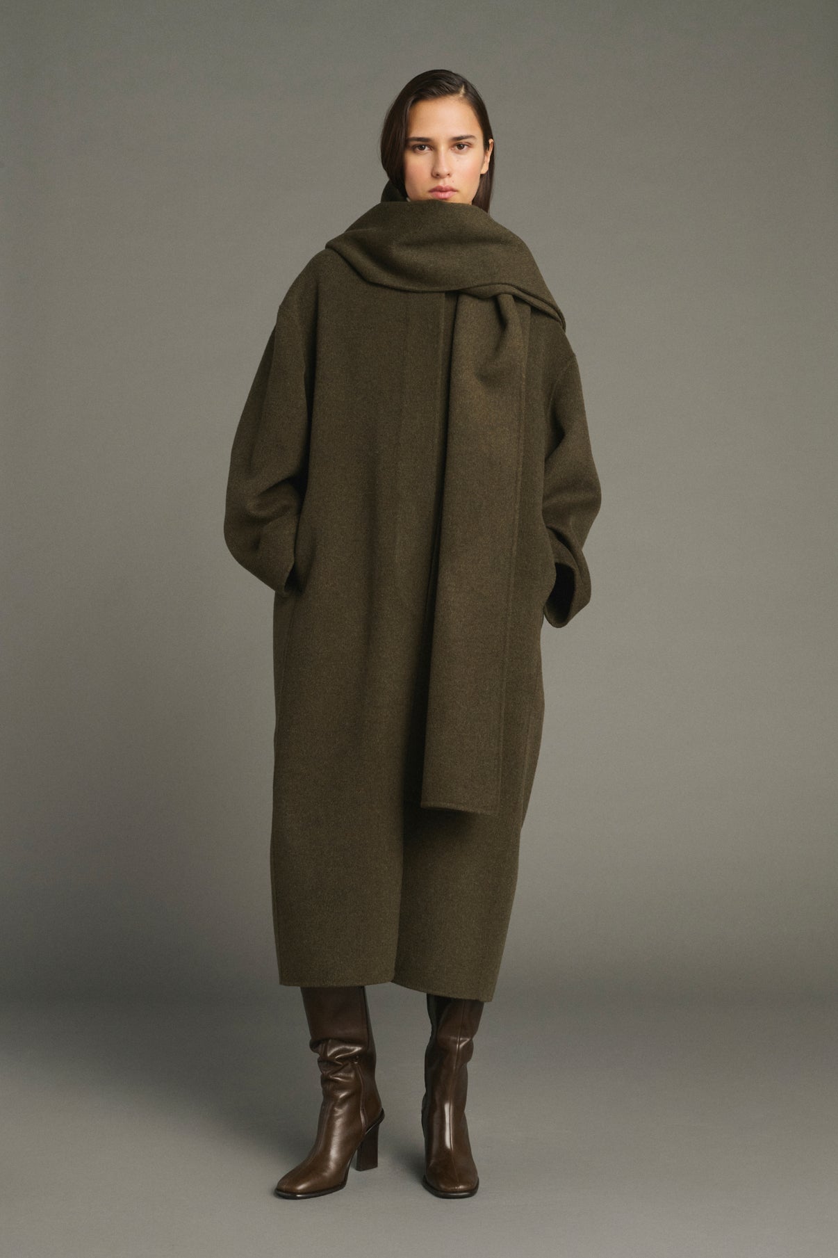 Manteau Finn - Kaki Chiné - Laine - Femme vue 1