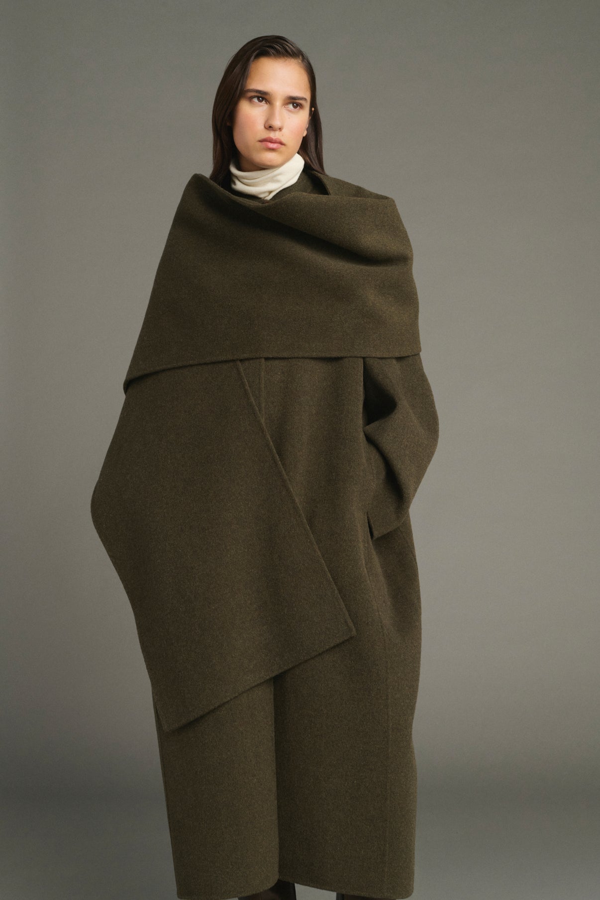 Manteau Finn - Kaki Chiné - Laine - Femme vue 2