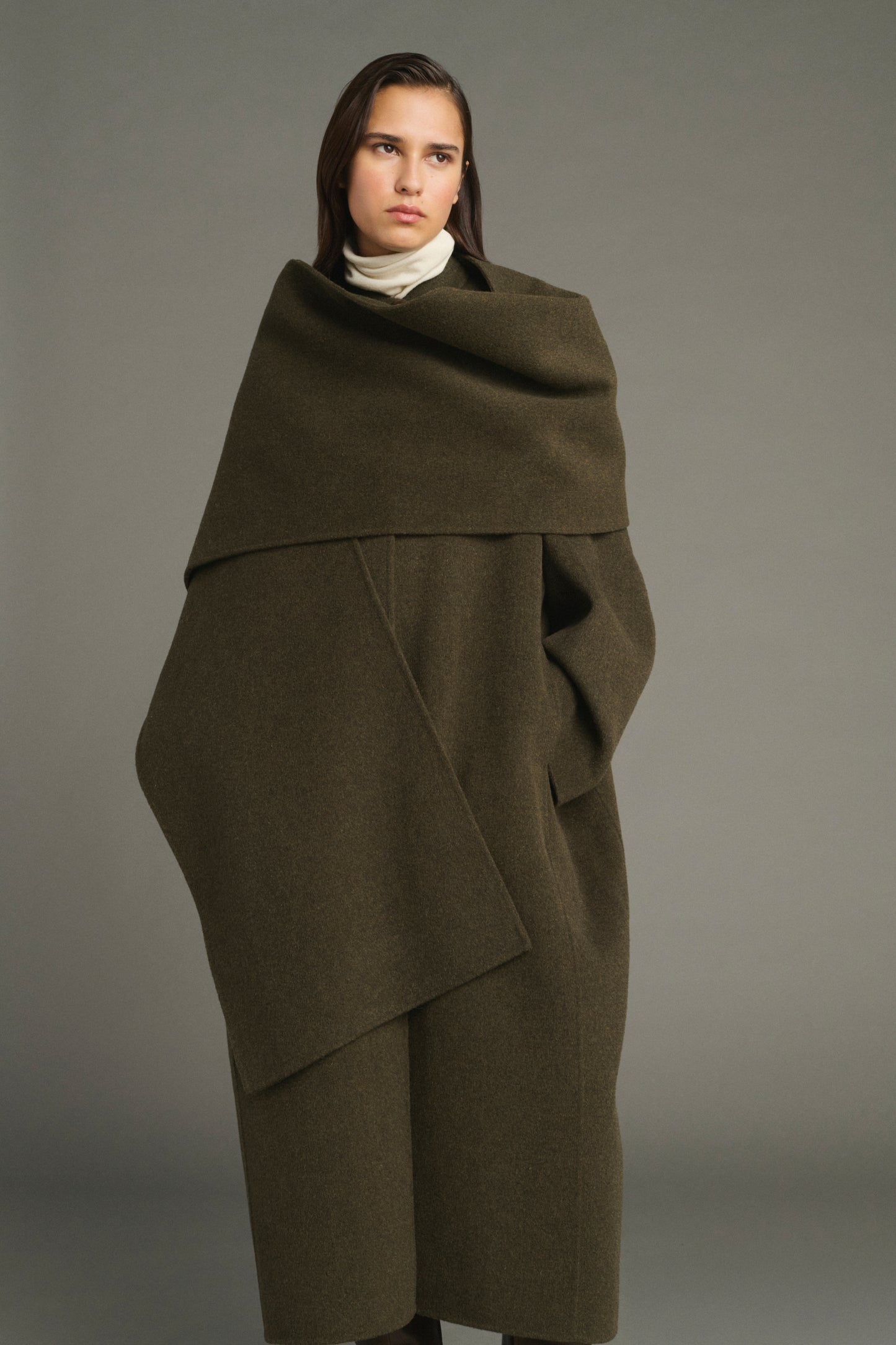 Manteau Finn - Kaki Chiné - Laine - Femme