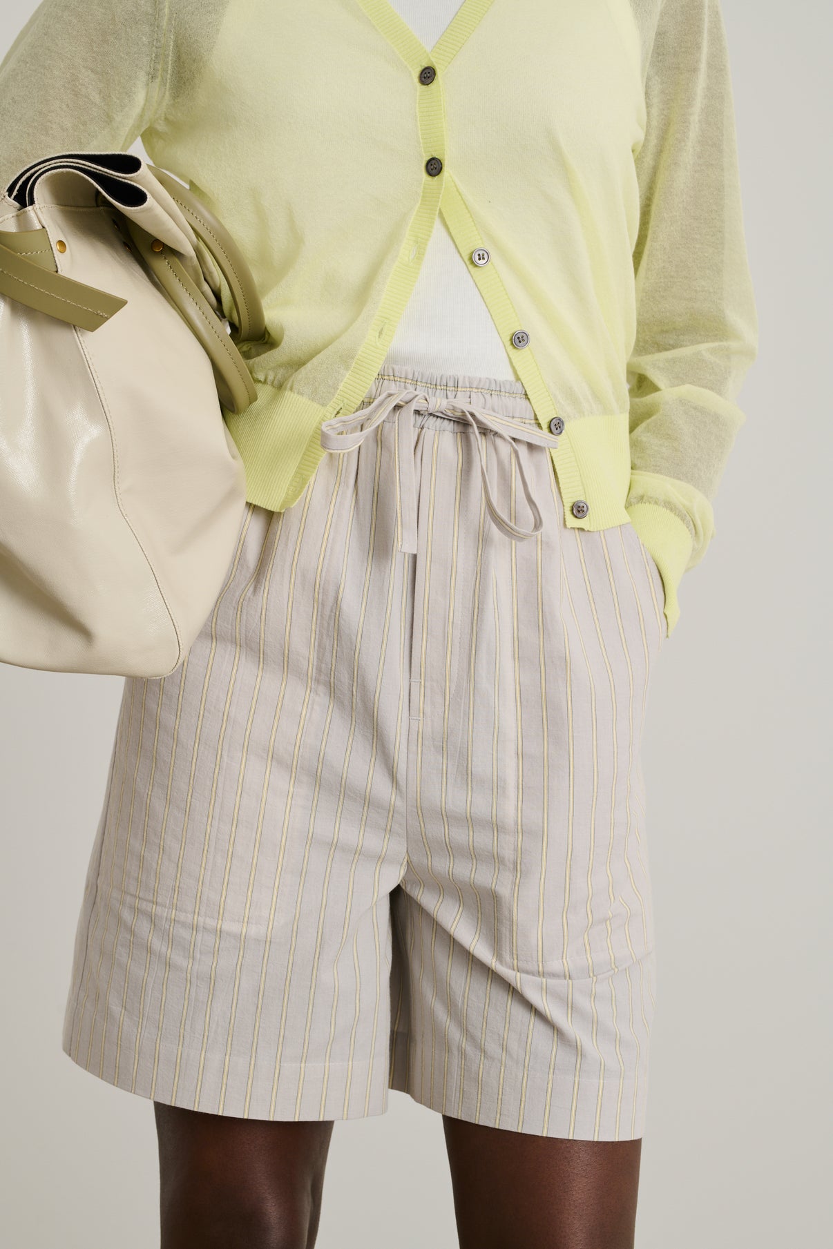 Short Emeric - Gris Clair/Écru - Coton - Femme vue 4