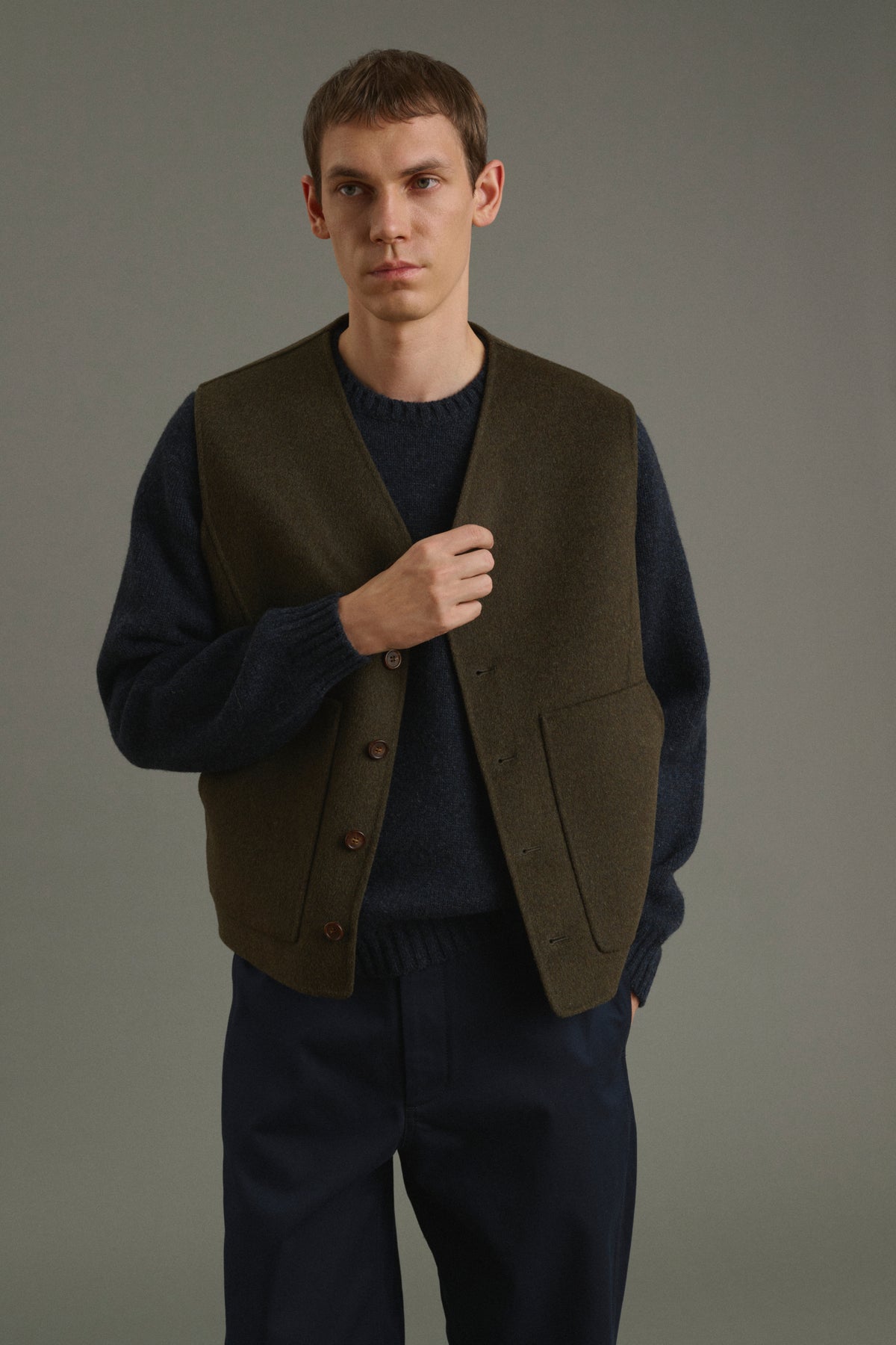 Jacke Romain - Meliertes Khaki - Doppelseitiger Stoff - Herren vue 2