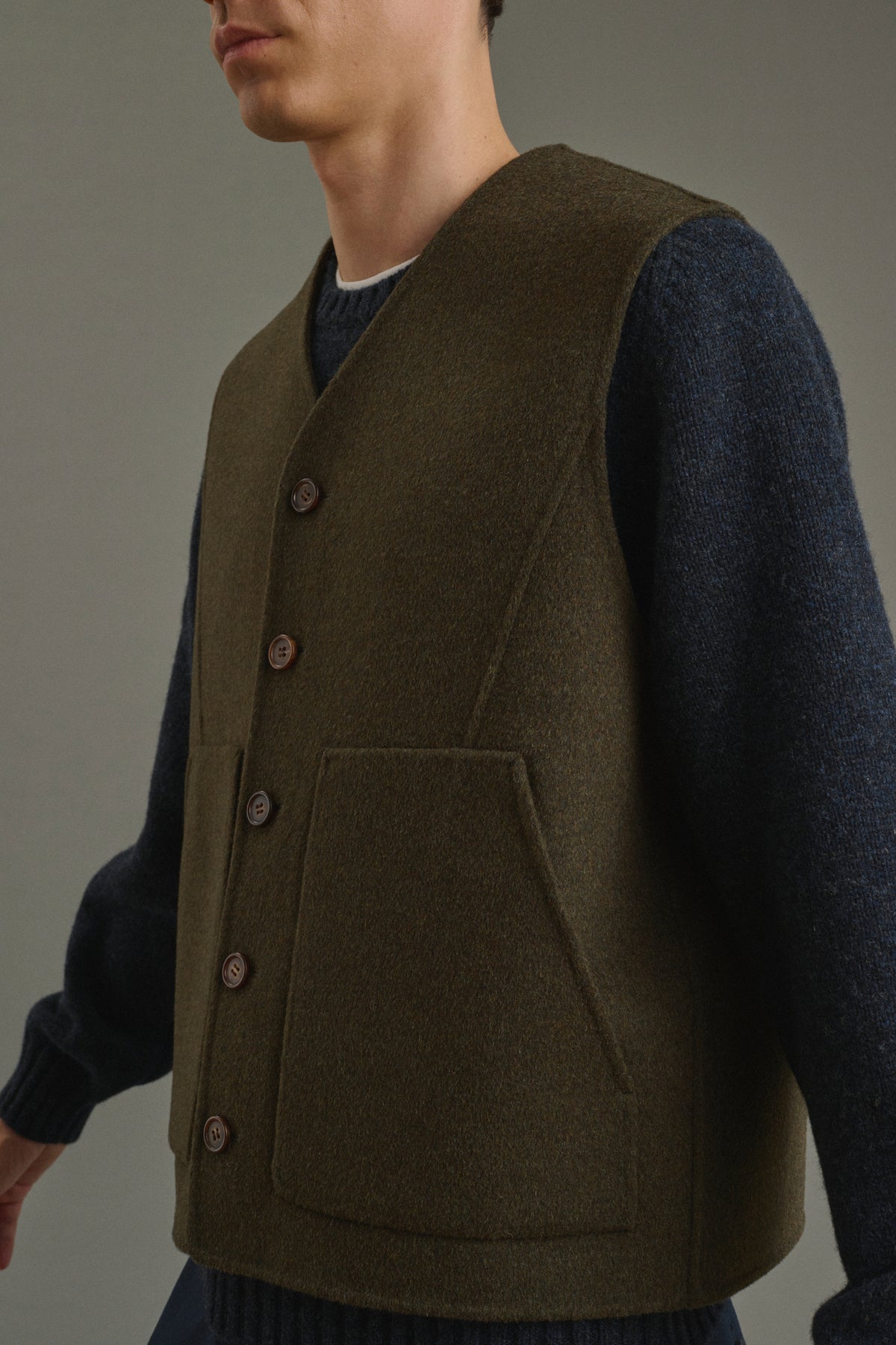 Jacke Romain - Meliertes Khaki - Doppelseitiger Stoff - Herren vue 3