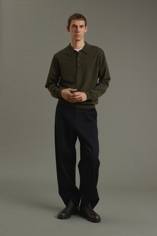 Pullover Etienne - Khaki meliert - Merinowolle - Herren