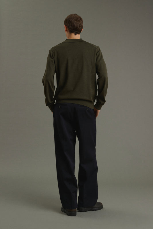Pullover Etienne - Khaki meliert - Merinowolle - Herren