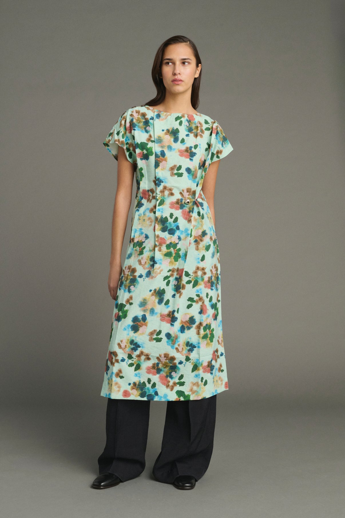 Robe Jade - Turquoise - Soie - Femme vue 4