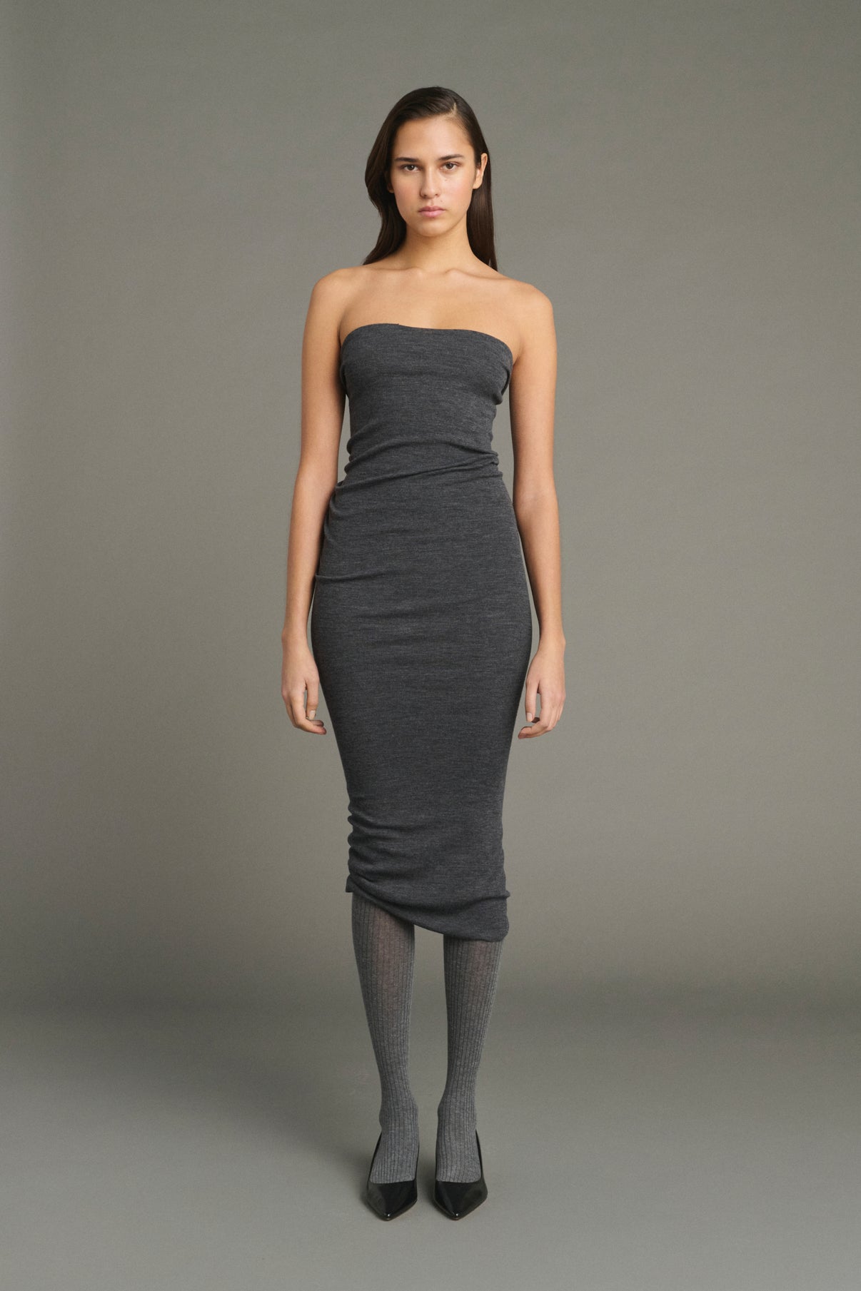 Kleid Lilia – Anthrazitgrau – Wolle – Damen vue 1