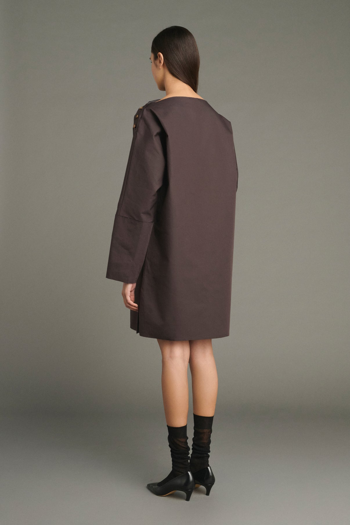 Kleid Liris – Feige/Dunkelbraun – Baumwolle – Damen vue 2