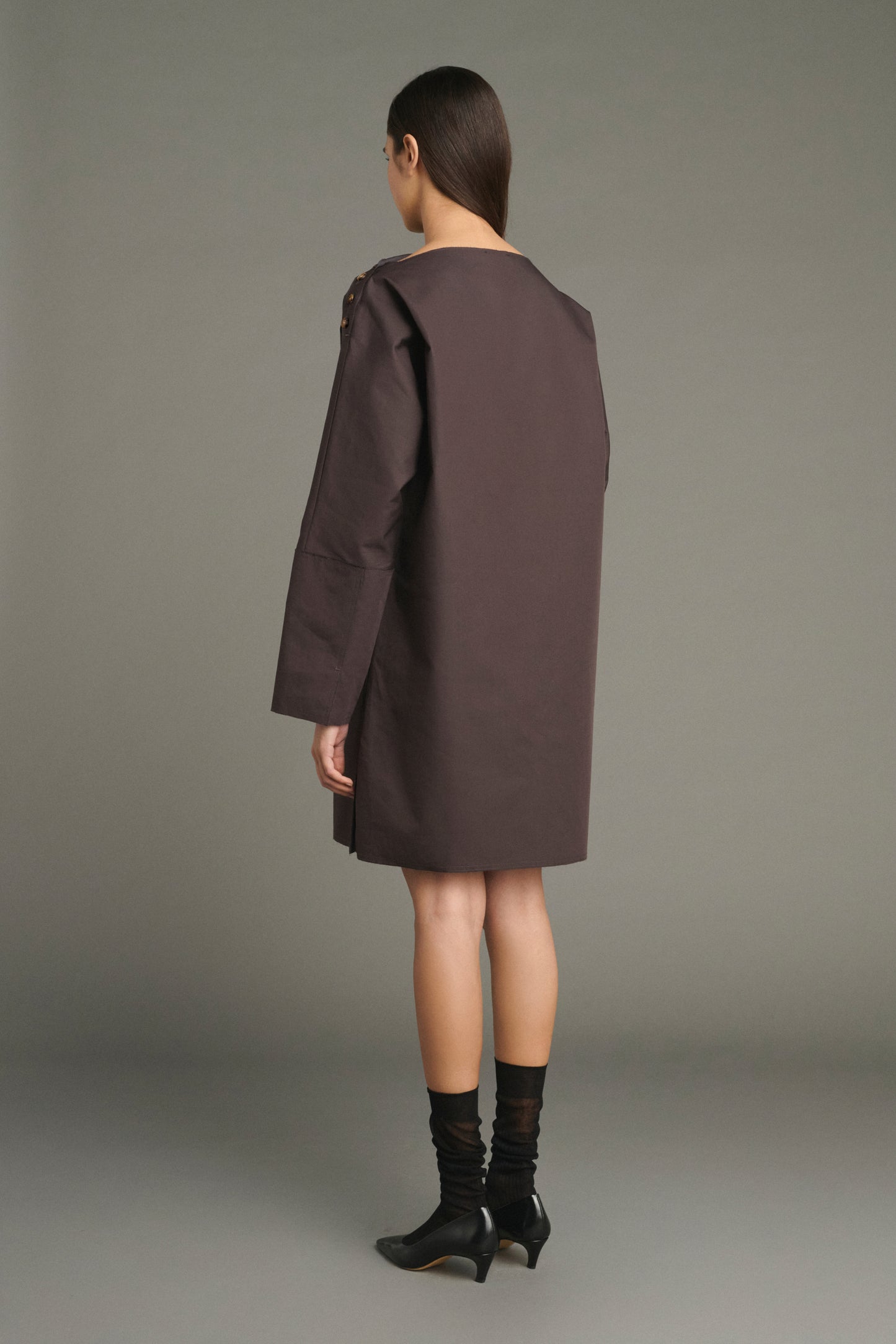 Kleid Liris – Feige/Dunkelbraun – Baumwolle – Damen