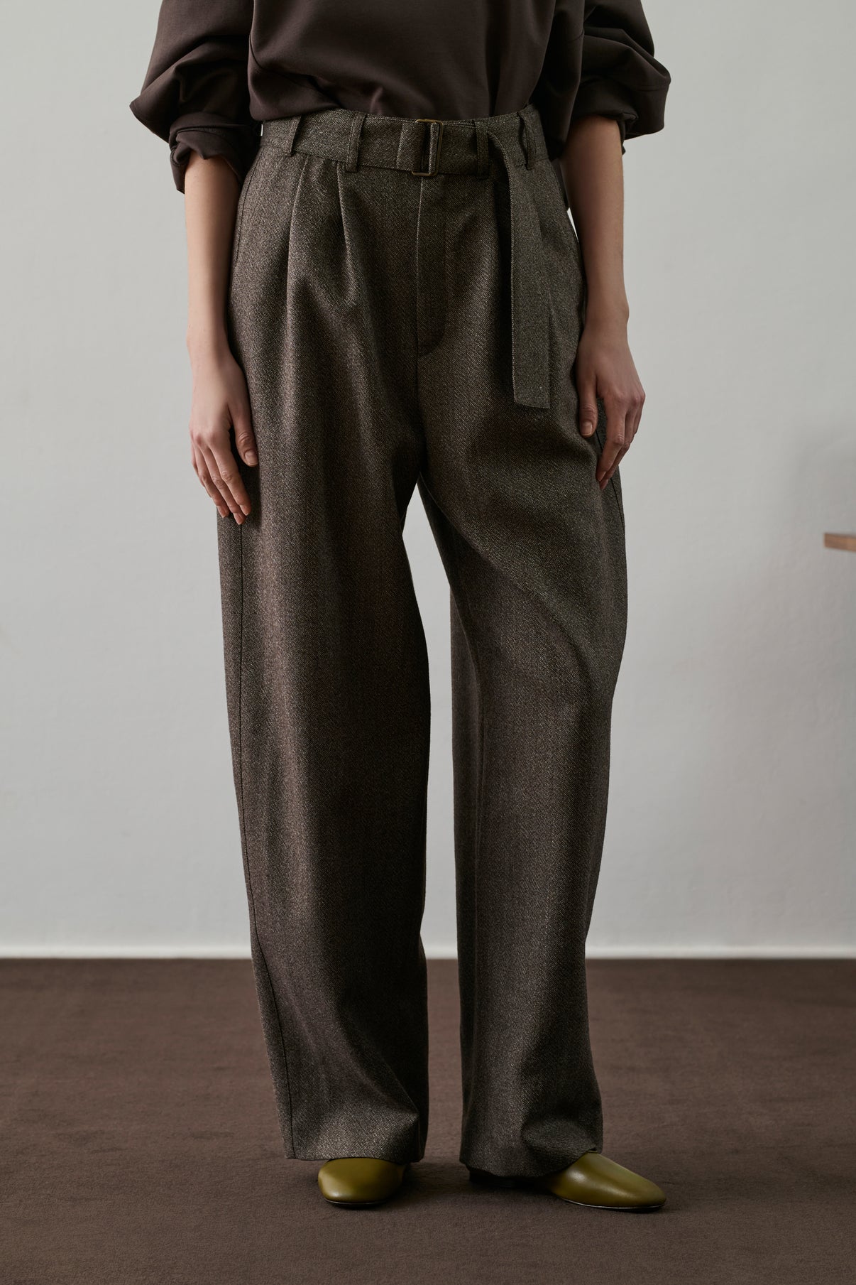 Pantalon Cole - Marron/Écru - Laine - Femme vue 3