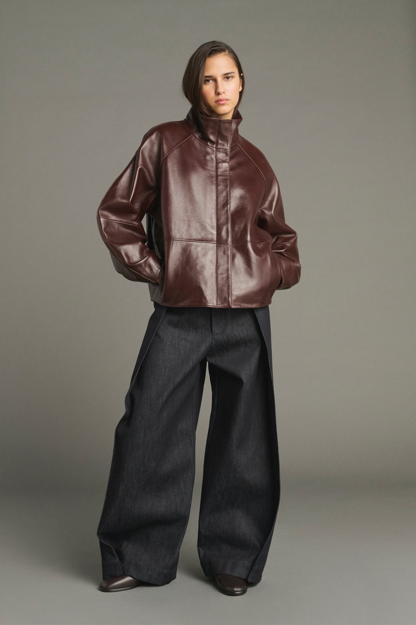Jacke Gamma - Bordeaux - Leder - Damen