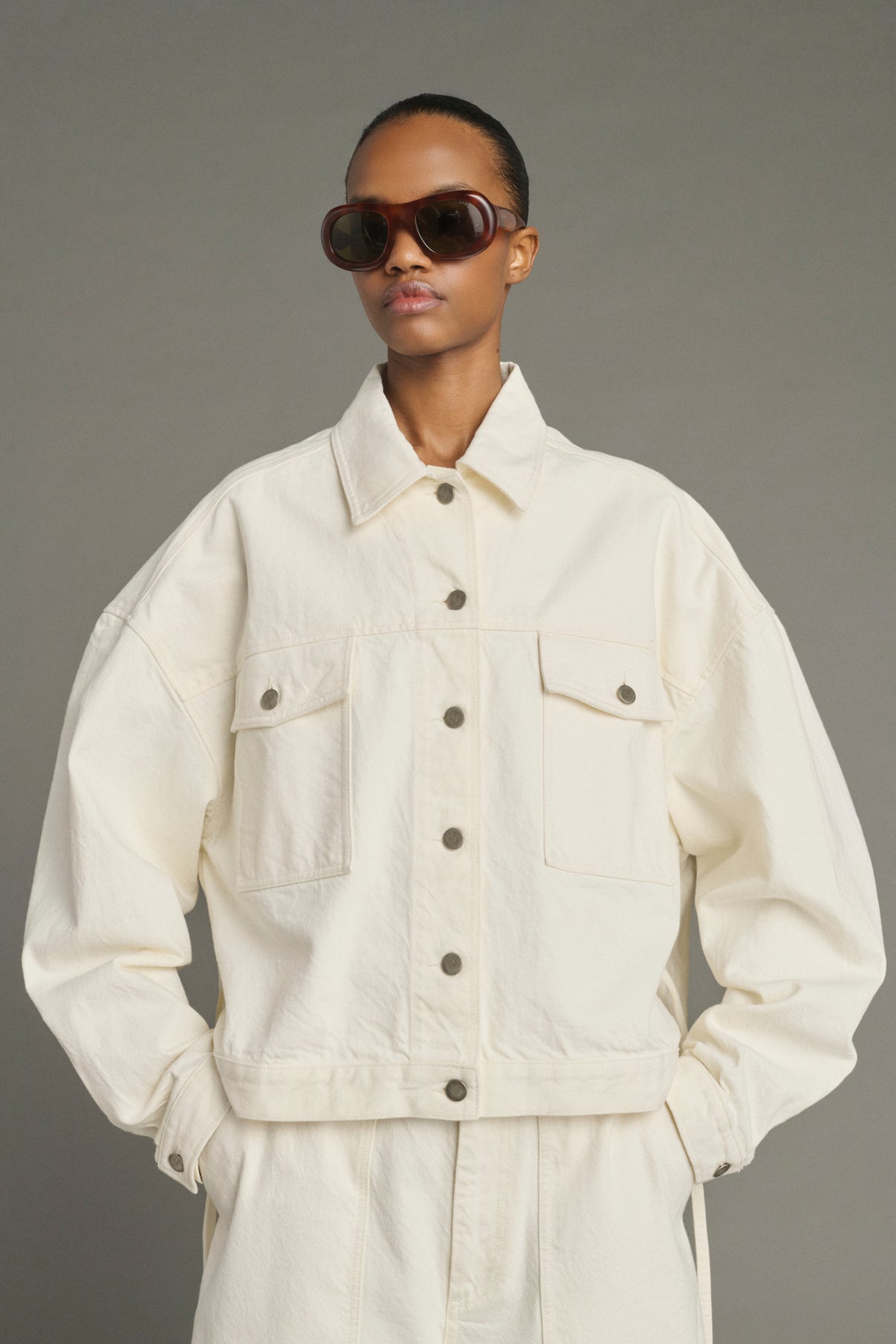 Jacke Lys - Ecru - Baumwolle - Damen vue 3