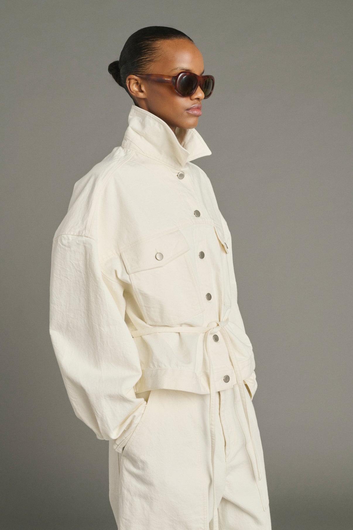 Jacke Lys - Ecru - Baumwolle - Damen vue 1