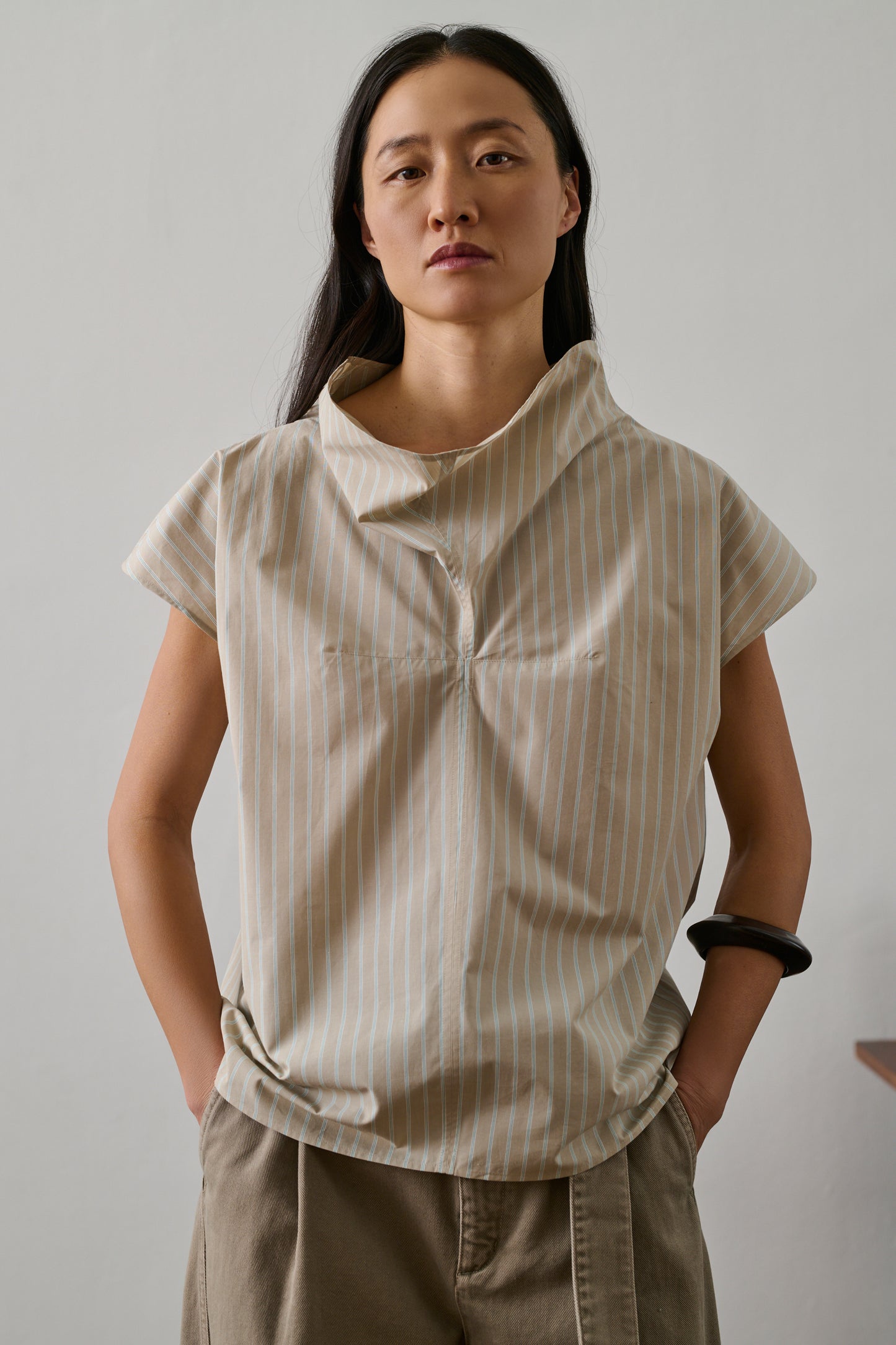 Blouse Farah - Gris/Bleu - Coton - Femme