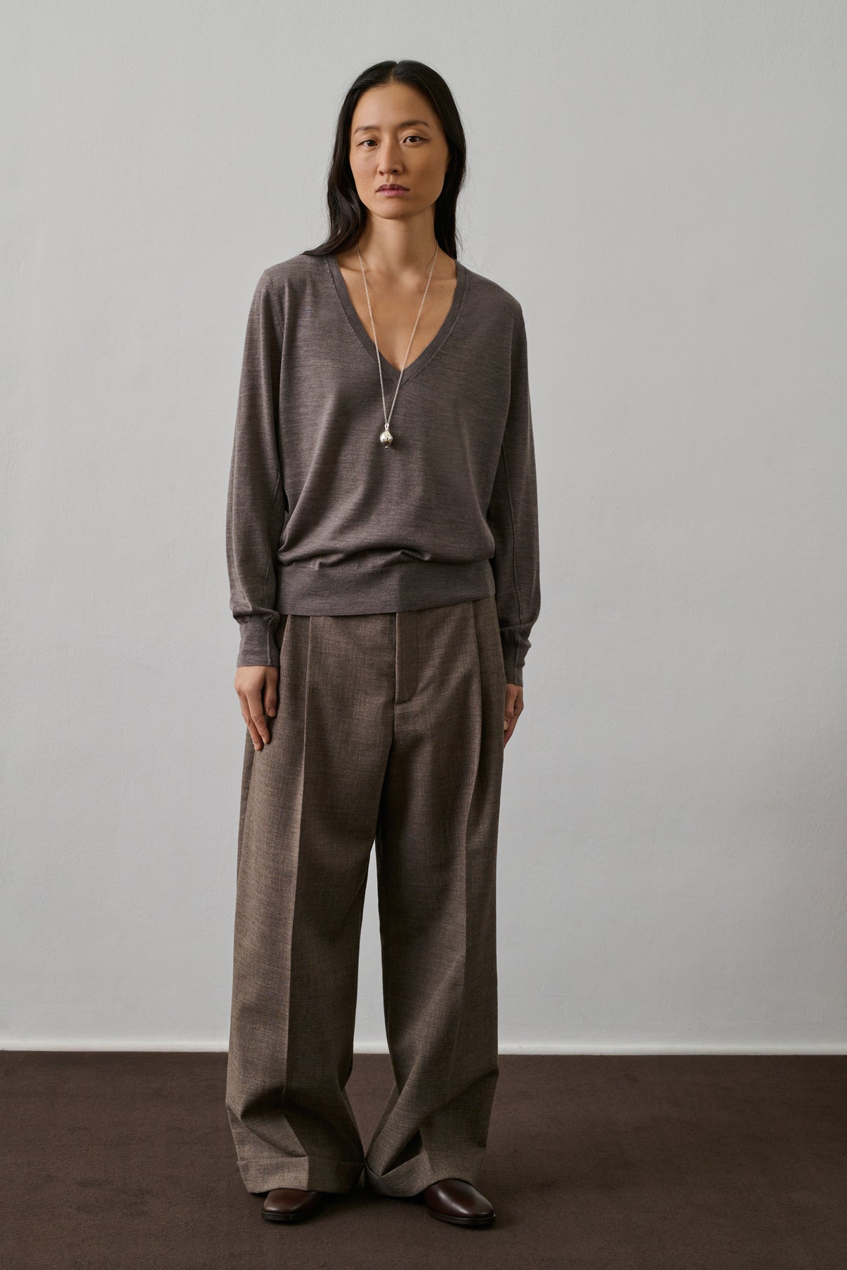 Pantalon Watson - Marron/Écru - Laine - Femme vue 1