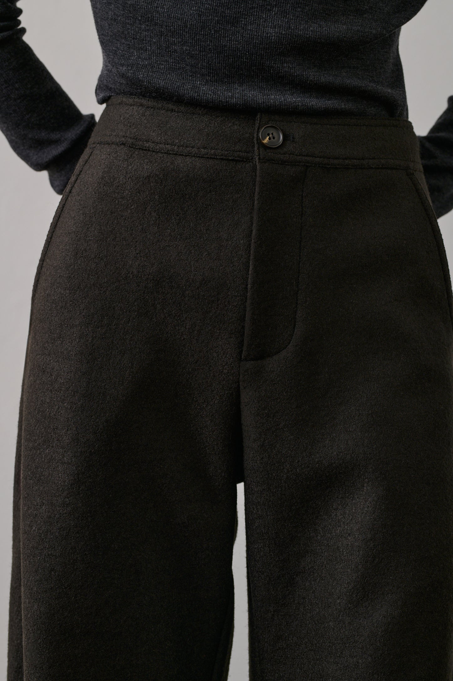 Pantalon Gibson - Vert Ébène - Laine - Femme