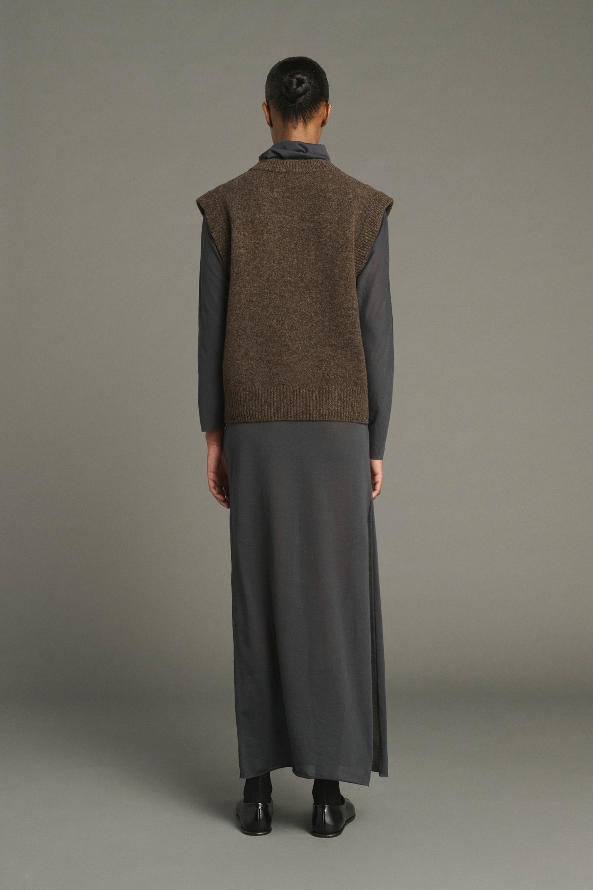 Pull Karl - Marron Chiné - Laine Mérinos - Femme vue 2