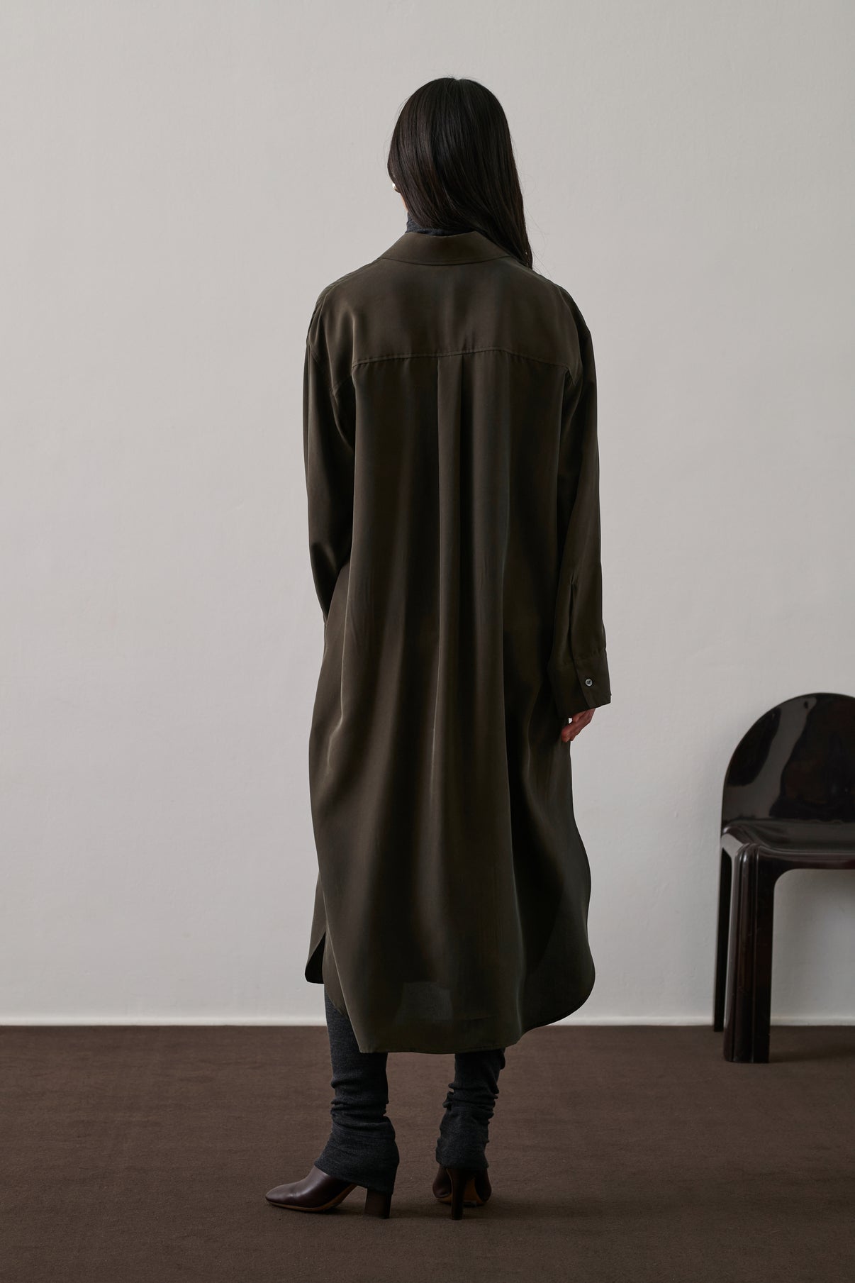 Robe Flora - Kaki Foncé - Soie - Femme vue 2