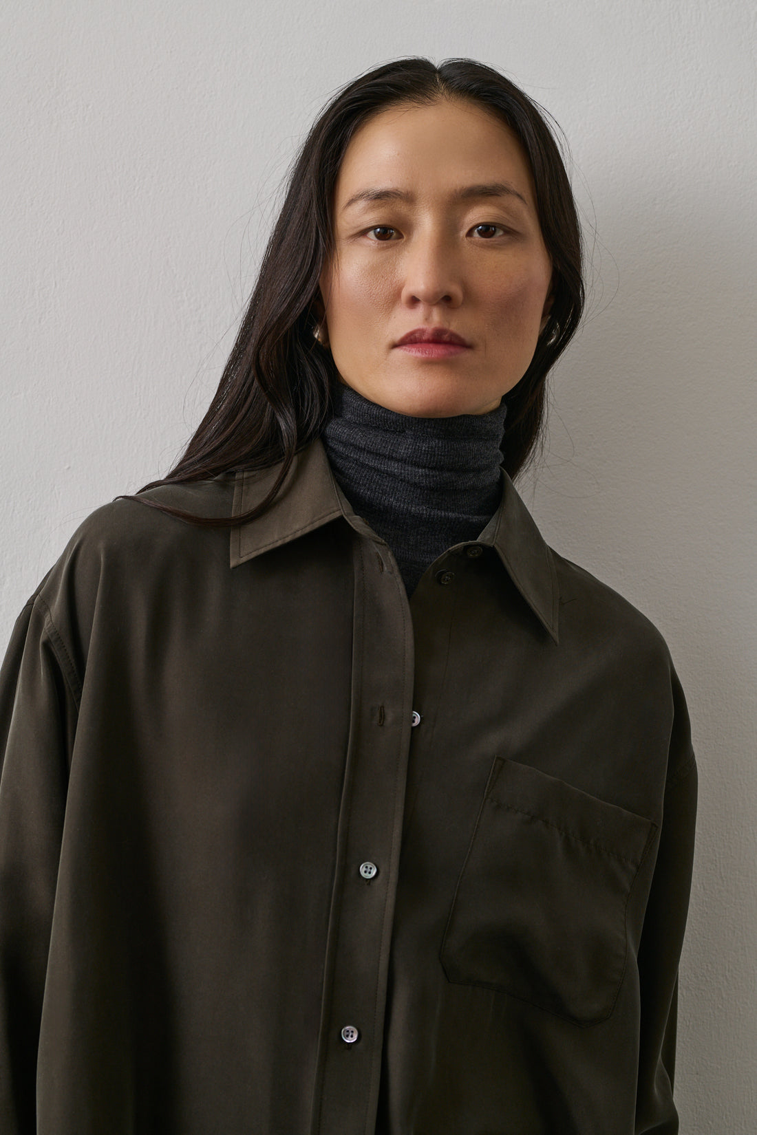 Robe Flora - Kaki Foncé - Soie - Femme