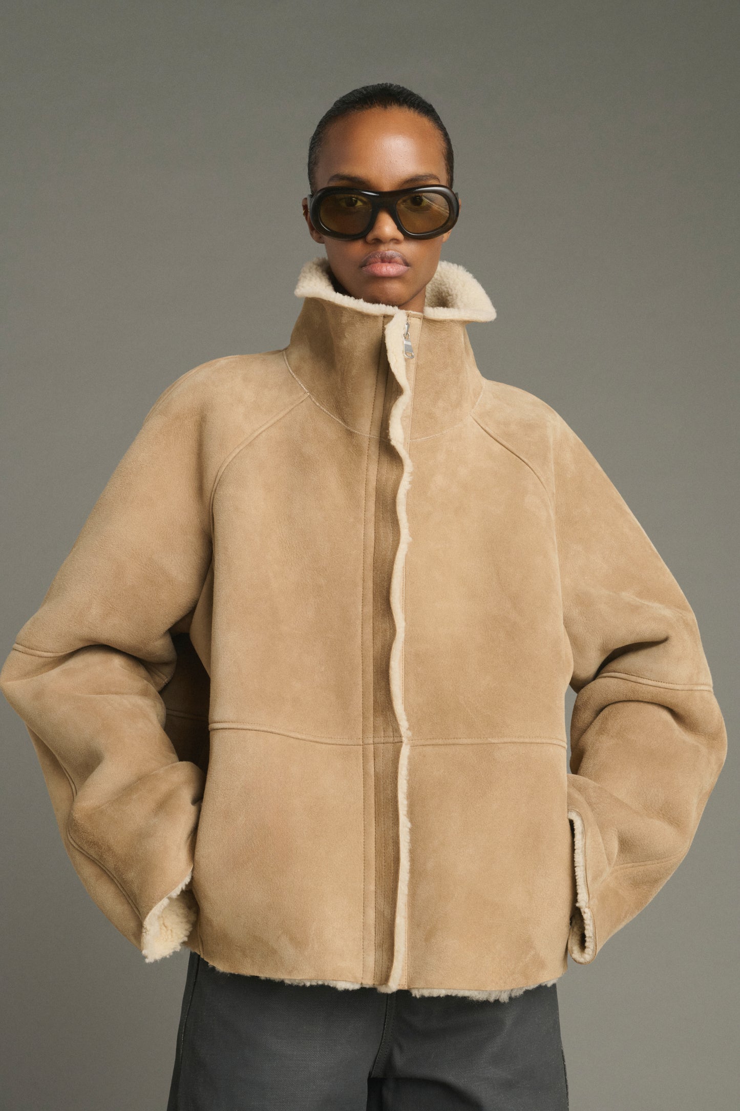 Mantel Kleber - Beige - Leder - Damen