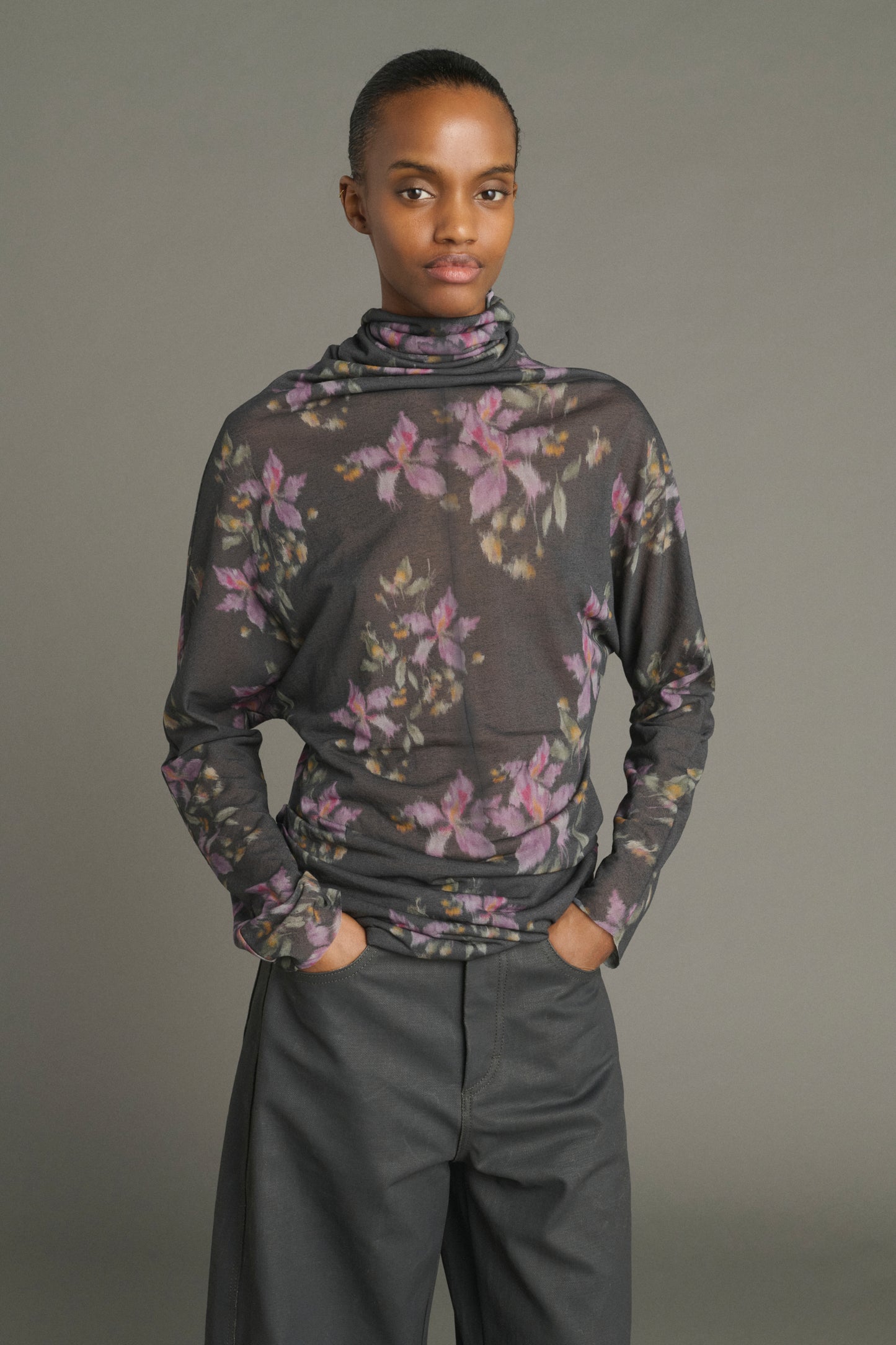 T-Shirt Lisia – Anthrazit/Violett – Baumwolle – Damen