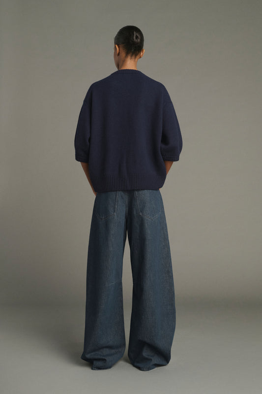 Pull Lise - Navy - Laine Mérinos - Femme