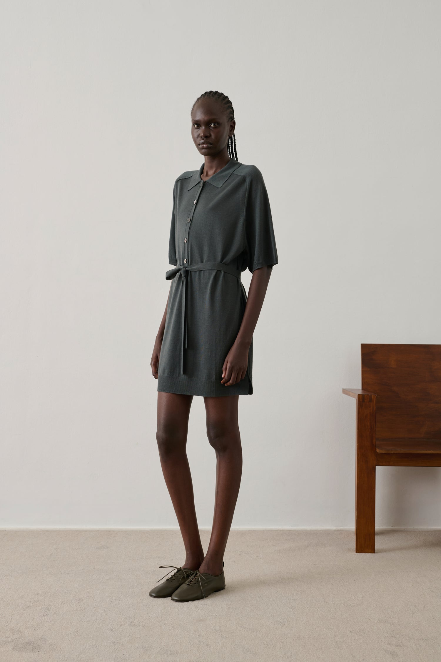 Kleid Hilda - Grau/Blau - Merinowolle - Damen