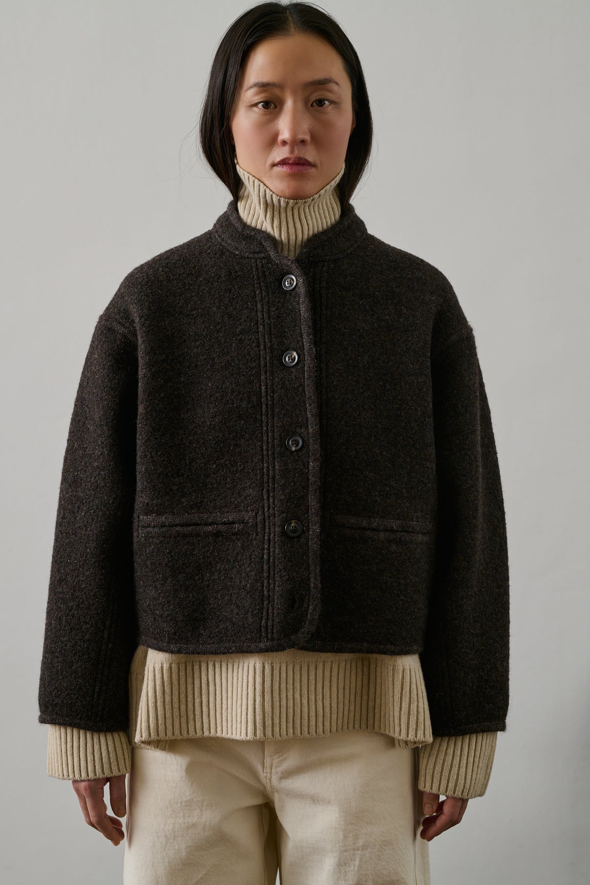 Veste Olympe - Marron Chiné - Laine - Femme vue 3