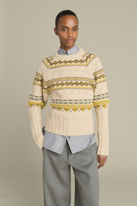 Pullover Luis – Multicolor Beige – Merinowolle – Damen