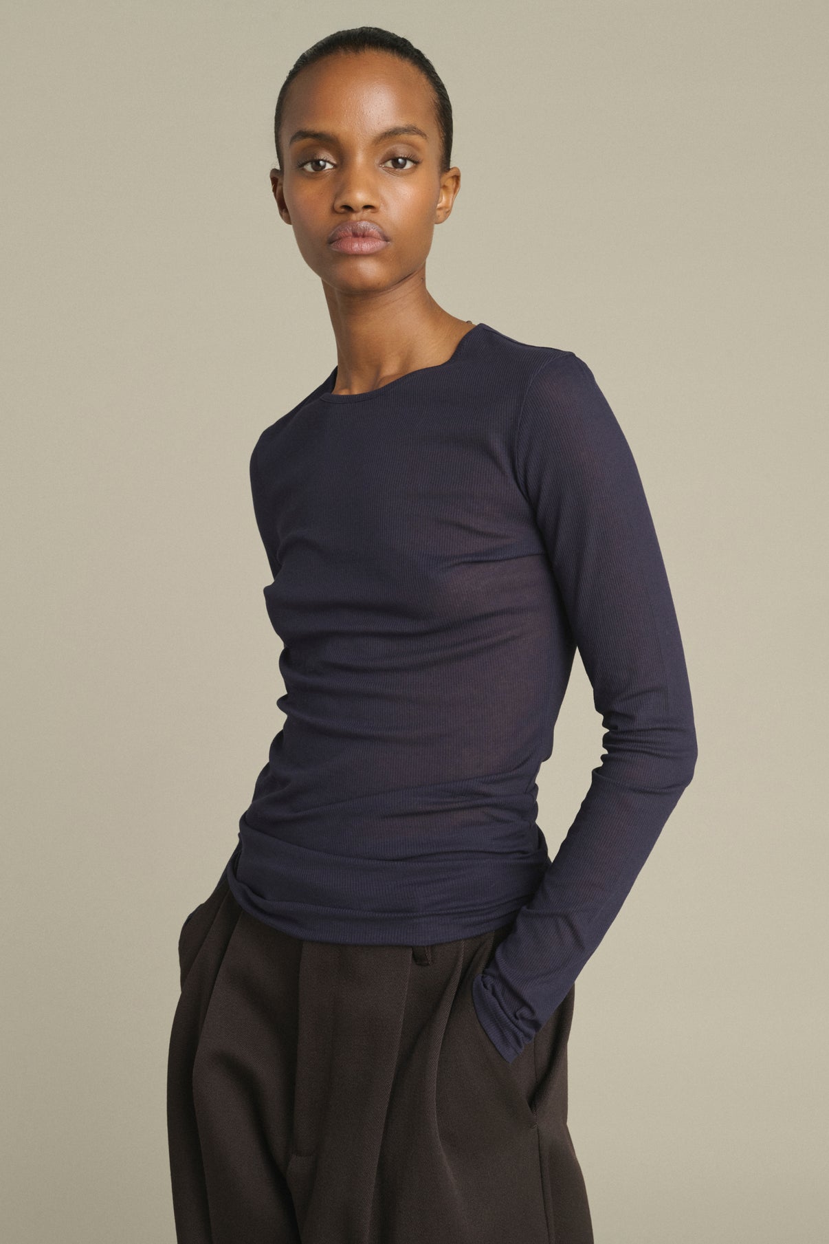 T-shirt Jia - Dark Violet - Cotton - Women vue 3