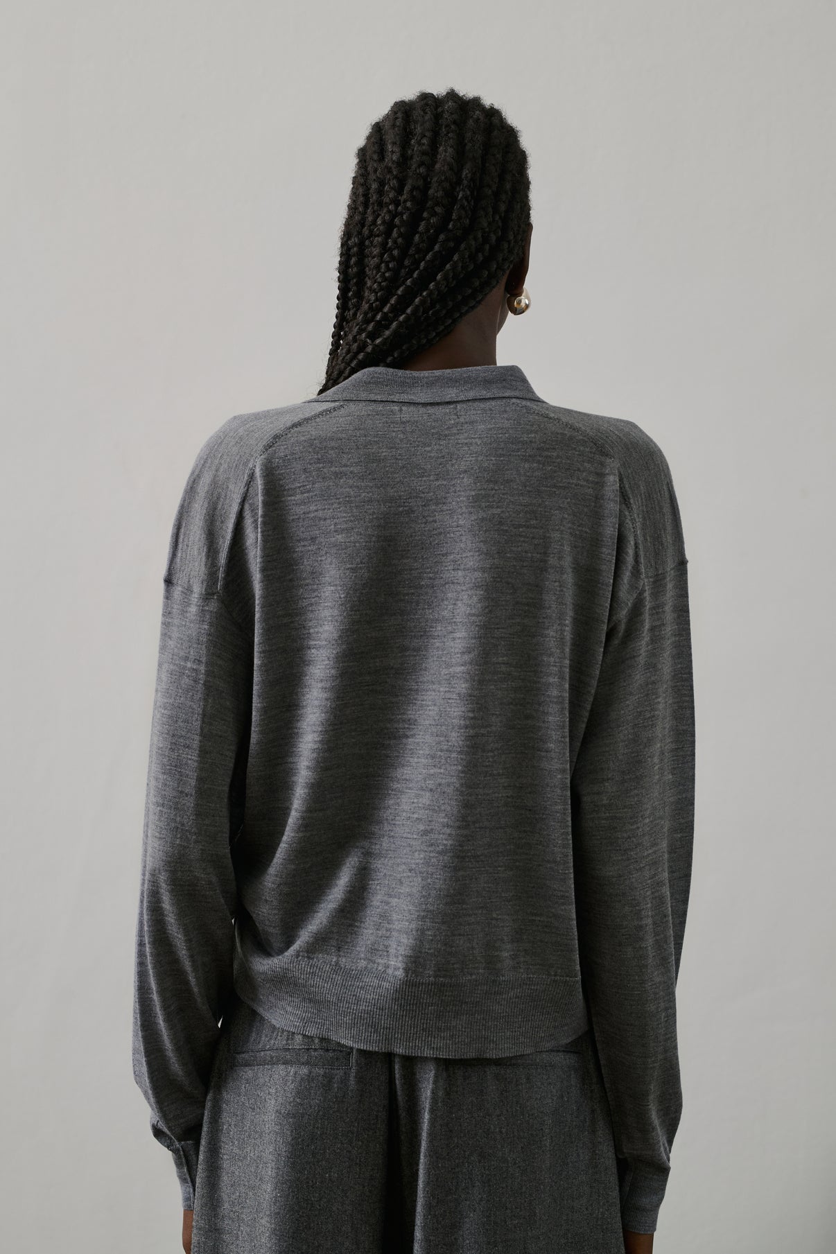 Polo Fleming - Gris Chiné - Laine - Femme vue 3