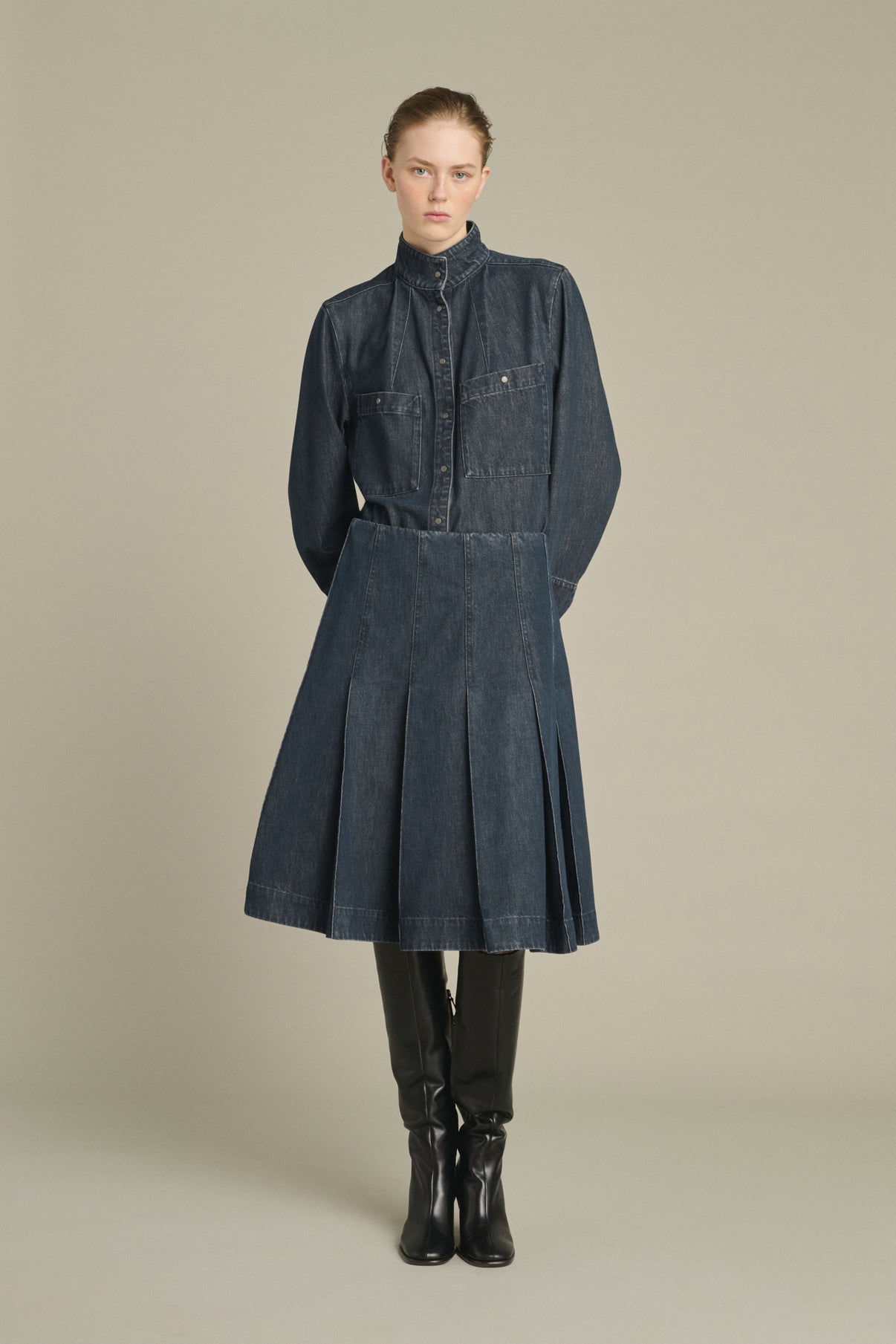 Jupe Klea - Bleu Gris - Coton - Femme vue 1